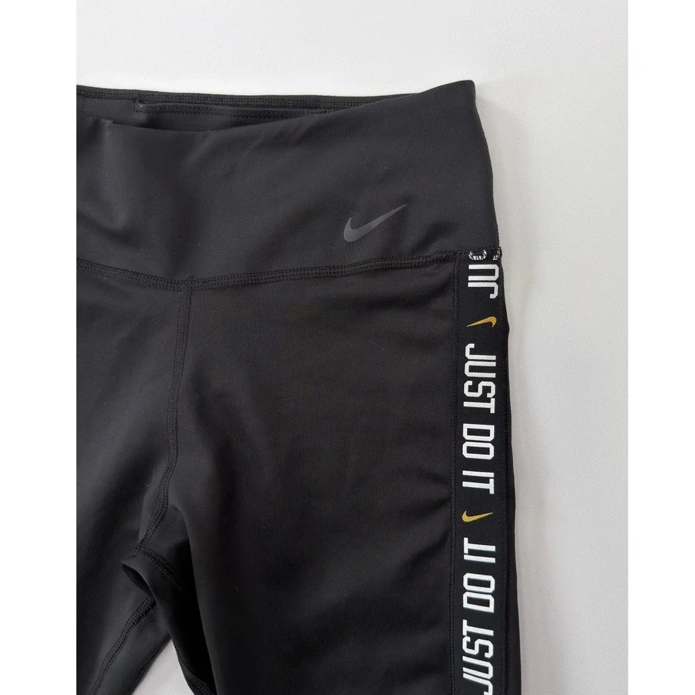 Nike Leggings Women S Black Gold Just Do It Taping High Waisted Excellent